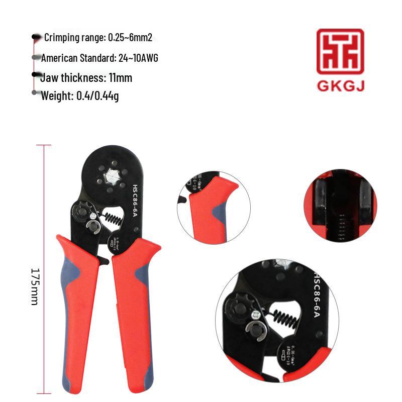 Hexagonal Mini Ratchet Crimping Pliers Set HSC8 6-6 for European Terminals