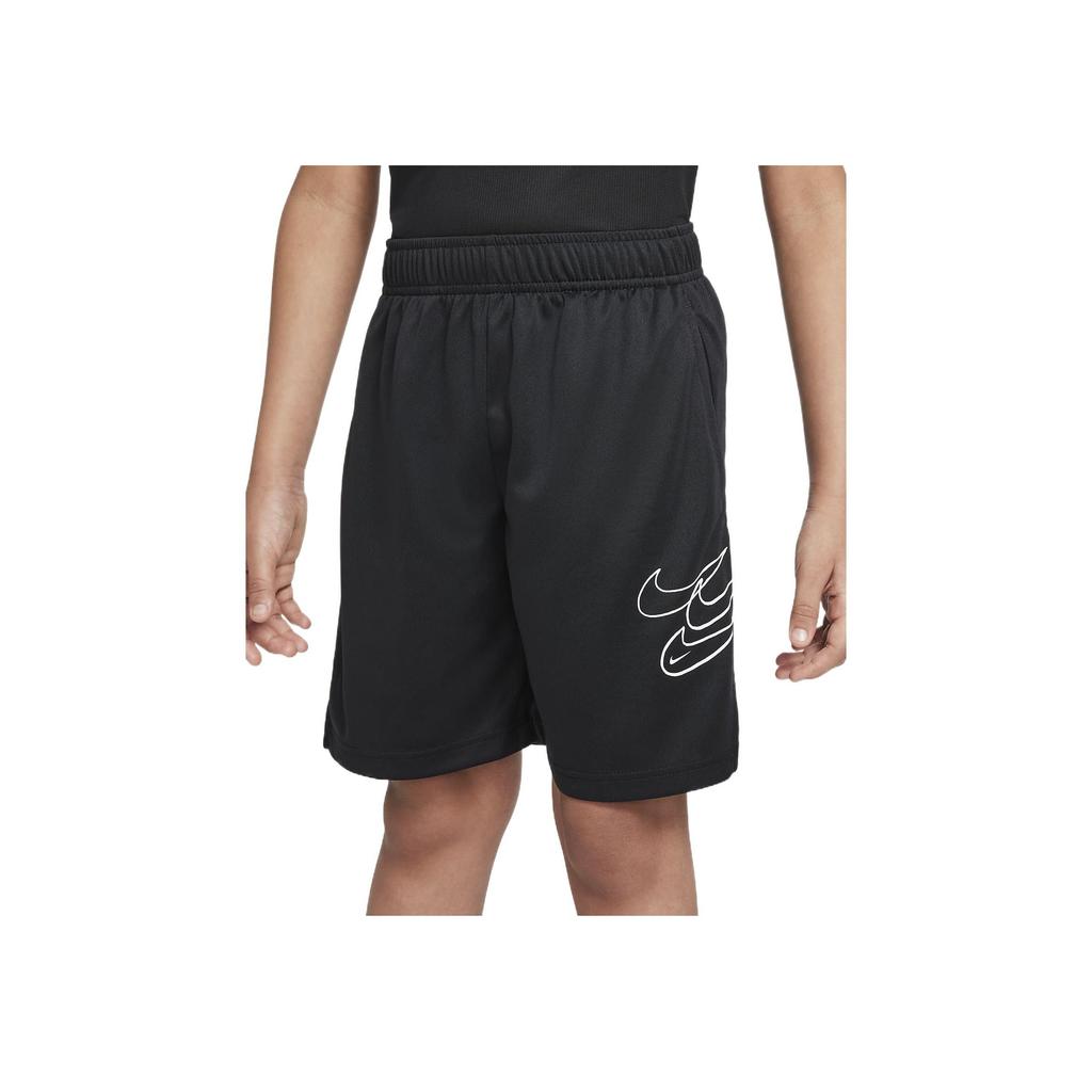 Nike Детские шорты с принтом логотипа, однотонные, детские штаны, черные DM8532-010
