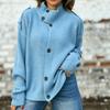 Fall Winter New Women's High Neck Button Down Knit Cardigan Sweater Coat Fashion Knitwear For European American Crossborder