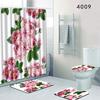 Painted Flowers Bathroom Shower Curtain Floor Mat Toilet Cover Foot Mat Four-Piece Pattern Size Fixed Zhi