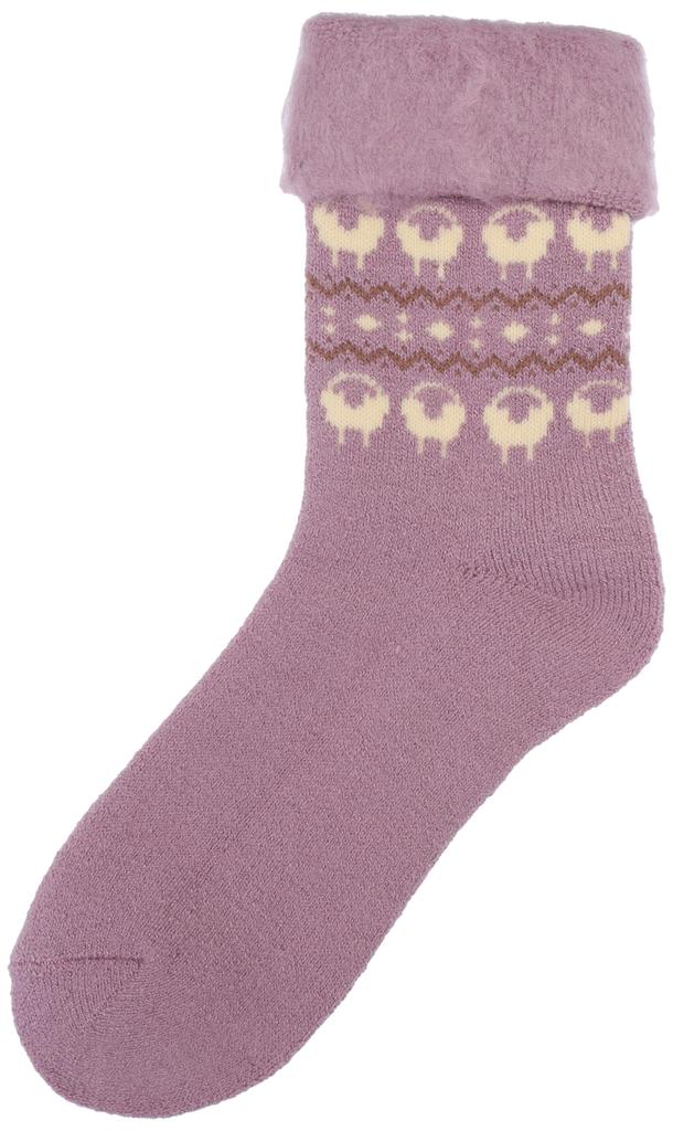 Atsugi Rirakawa Warm Room Socks RRA5095 Fleece-Lined Sheep-Print
