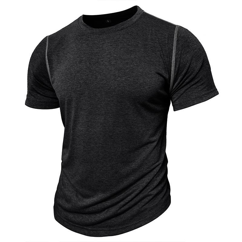 Summer Classic Men's Round Neck Tough Guy Solid Color T-shirt