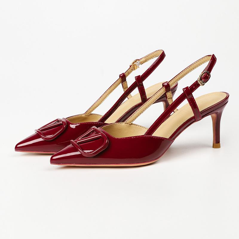 Туфли-лодочки L-36 новинка 2025 французский светлый рот большой размер модные нюдовые с маленьким ароматом шпильки высокий каблук женские сандалии
