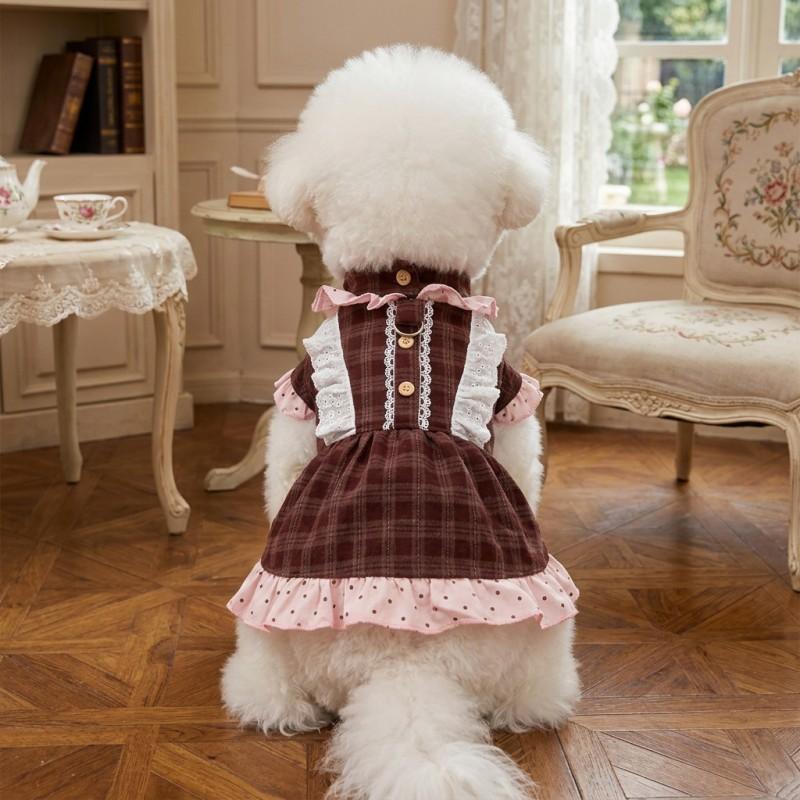 Autumn Winter Dog Dresses New Style Dog Clothes Luxury Retro Dot Pet Skirt Puppy Vest Chihuahua Bichon Dog Princess Dress Shirts