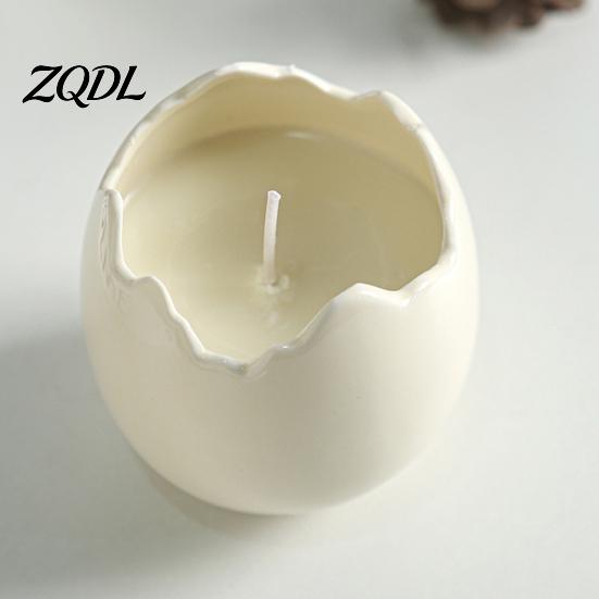 Unique Housewarming Gift Ceramic Eggshell Candle Holder for Scented Candles, Candles Modern Living Room Decor Container, Minimalist Art Ornament Home
