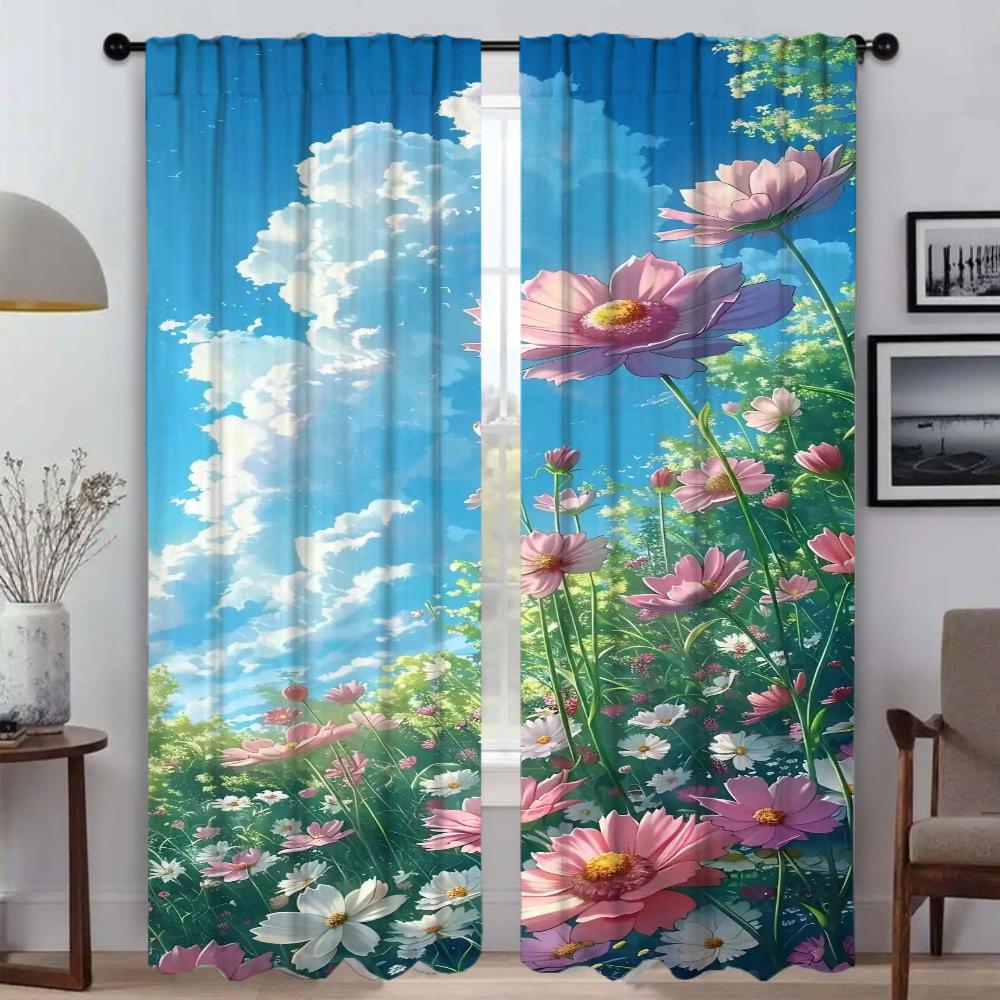 Летние кухонные занавески для перегородок, затемняющие шторы для камеры, 2 шт., занавески для окон, украшение на Хэллоуин, тюль для спальни