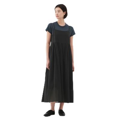 Женское платье-комбинация из прочного твилового вуаля MUJI, черное, размер S, BC2LNA5S