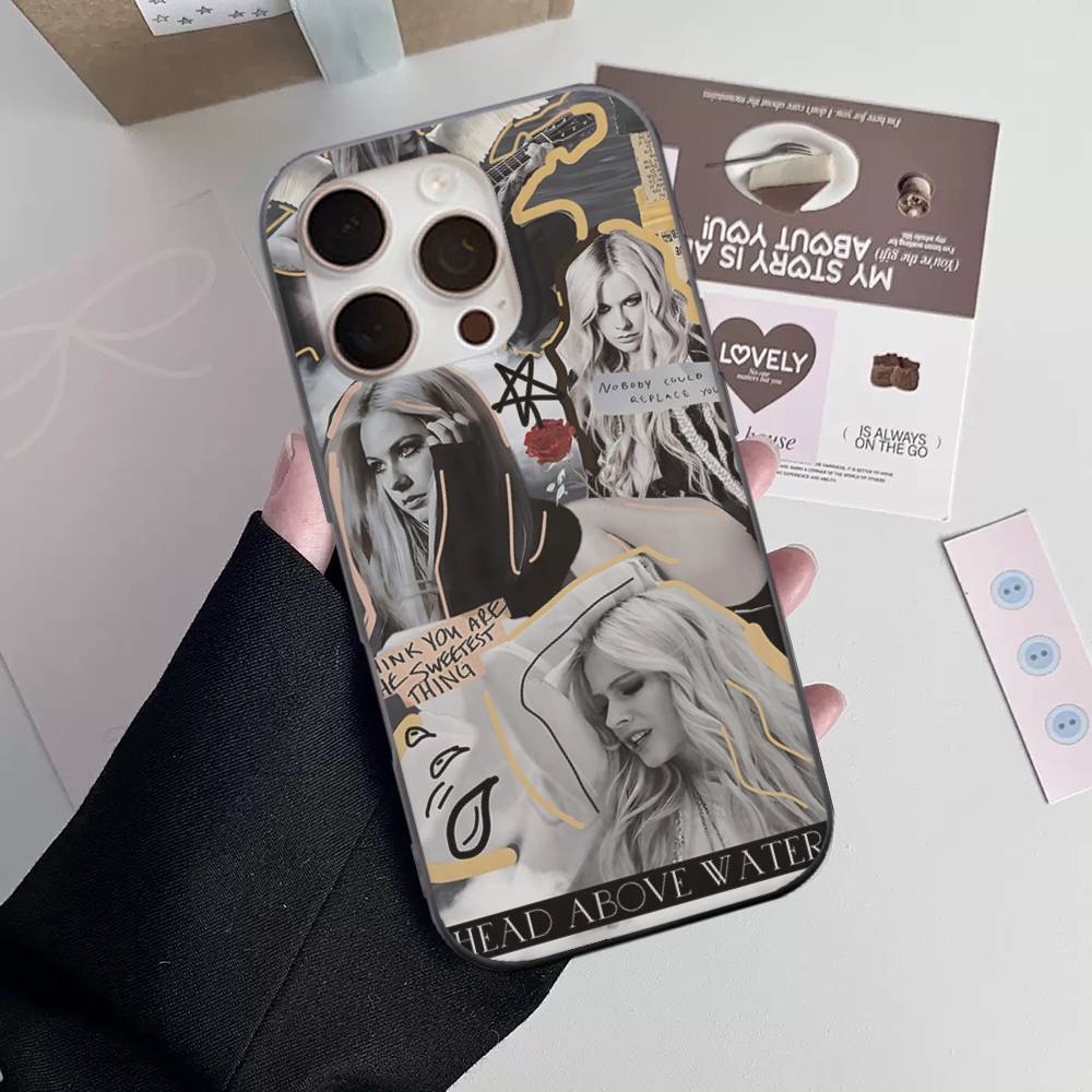 Чехол для телефона Avril Ramona Lavigne для iPhone 16 15 17 Pro 11 12 13 14 Pro Max Plus Мягкий силиконовый чехол-оболочка с волнистым рисунком