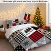 3 предмета Клетчатый Рождественский Принт Бессердечный Комплект Постельного Белья Общежития Спальни Мягкий и Удобный Несколько Размеров Машинная Стирка