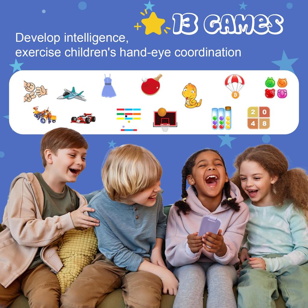 AYATAHA детский телефон игрушка для девочек 4-12 лет рождественский подарок на день рождения сенсорный экран детский умный детский телефон игрушка телефон с флип-камерой видеозапись