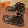 2026 new Martin boots men's winter velvet thermal leather shoes medium and high top short boots outdoor thick-soled tooling boots