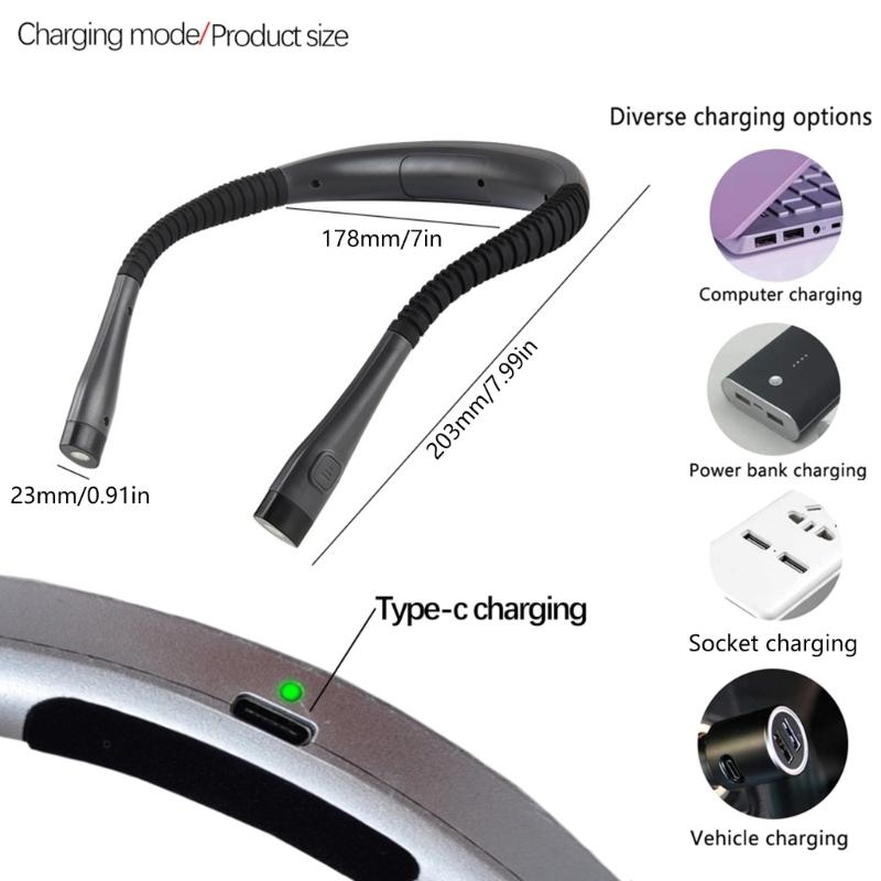 Foldable Hands Less Lamp For Hobbies Vehicle Repair Night Fishing Crafting Maintenance 1000mAh Battery Adjustable Color