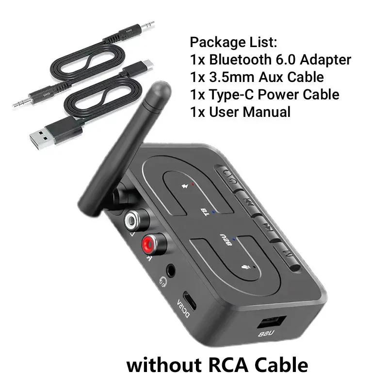 Беспроводной Аудио Адаптер Bluetooth 6.0 Приемник RCA 3.5mm AUX Jack Стерео Музыка Беспроводной Адаптер Поддержка Воспроизведения с USB-накопителя Автомобильный Комплект