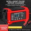 Интеллектуальное зарядное устройство для аккумуляторов 12В 6А с цифровым дисплеем, подходит для свинцово-кислотных аккумуляторов, защита от обратной полярности, вилка ЕС, зарядное устройство для автомобиля/мотоцикла