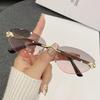 Rimless Cat Eye Metal Sunglasses Men Women Sexy Luxury Brand Designer Sun Glasses Ladies Gradient Lens Eyewear Shades Uv400