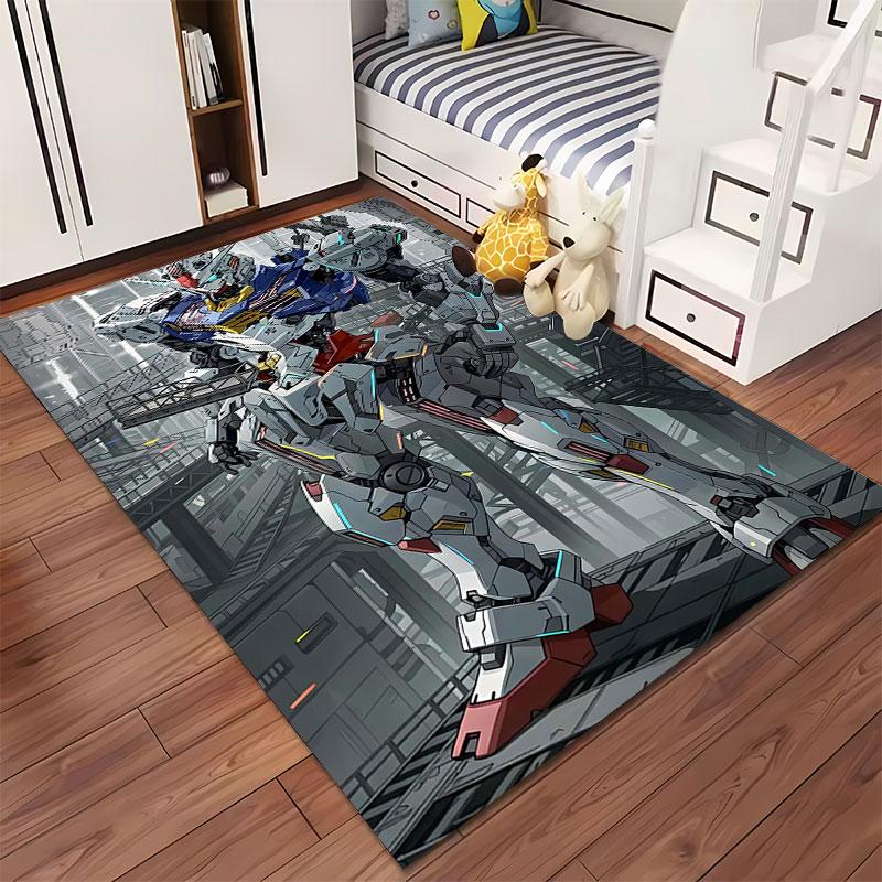 Giant Mecha Robot in Futuristic City suitable as a non-slip mat for the living room or bedroom sofa