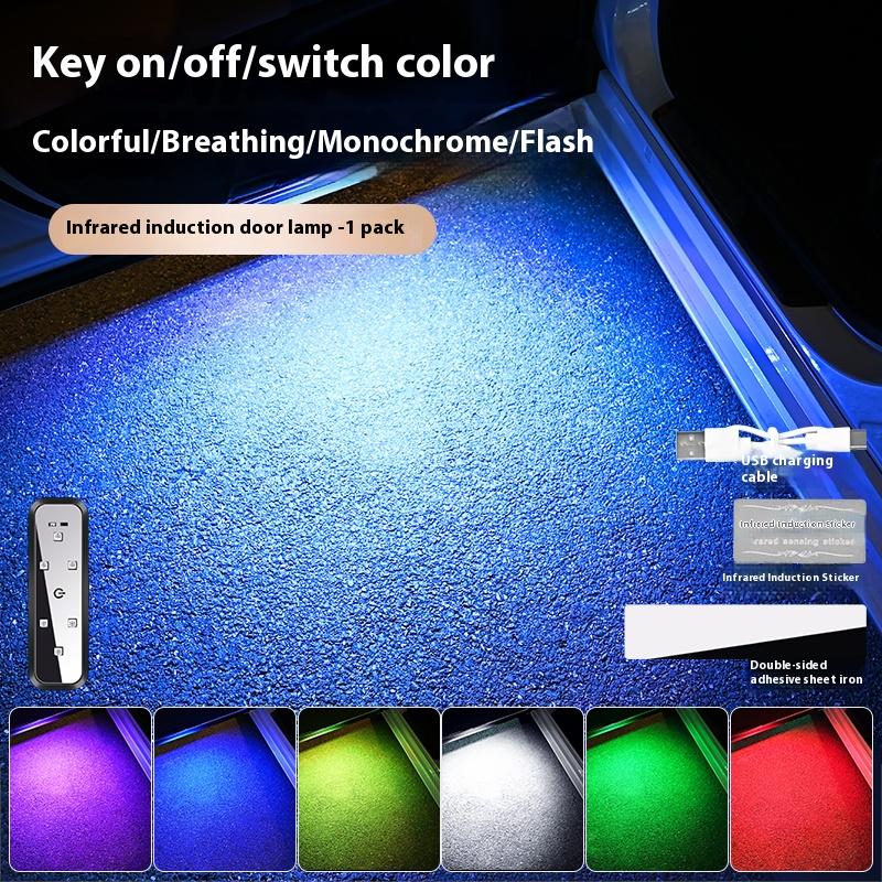 Автомобильные светодиодные фонари для открытия дверей, приветственный свет, магнитное управление, беспроводная зарядка через USB, аварийная стробоскопическая сигнальная лампа для предотвращения столкновений