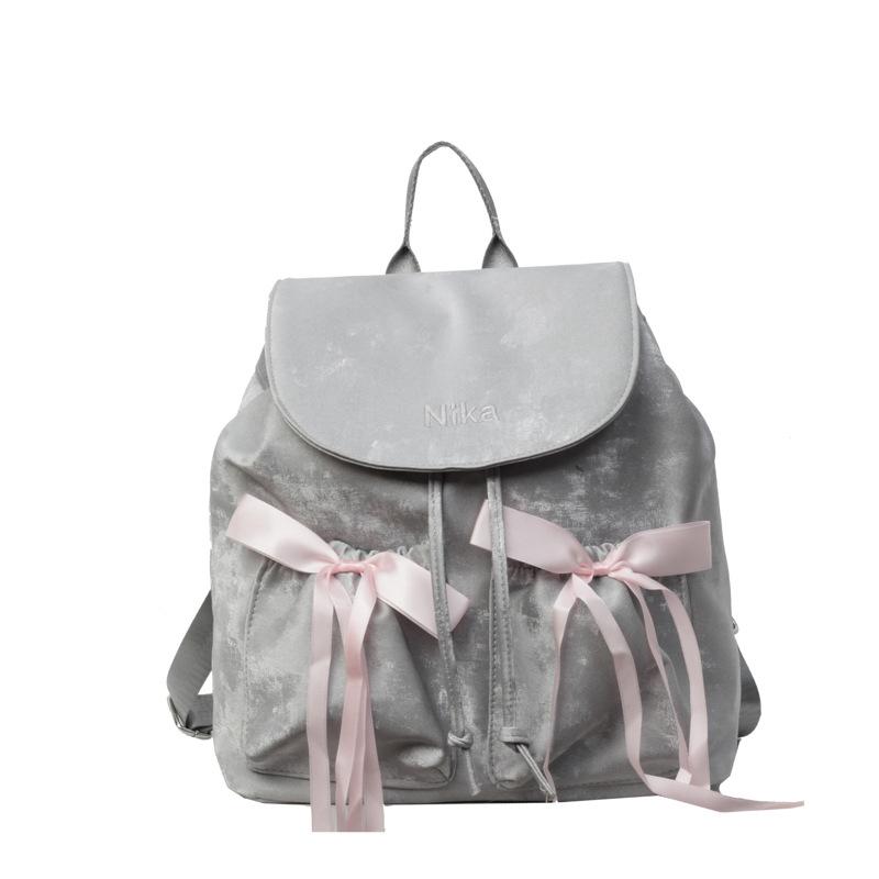 Casual technology cloth bow backpack women's bag 2026 new niche double backpack simple travel bag