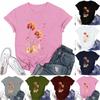 Women's Fashion Casual Printed Round Neck Short Sleeved T-Shirt Top T-Shirt Top Top