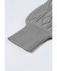 Gray Plus Size Knitted Hollow Out Button Up Cardigan
