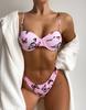 Женский сексуальный купальник бикини с принтом бабочки и жесткой чашкой на косточках