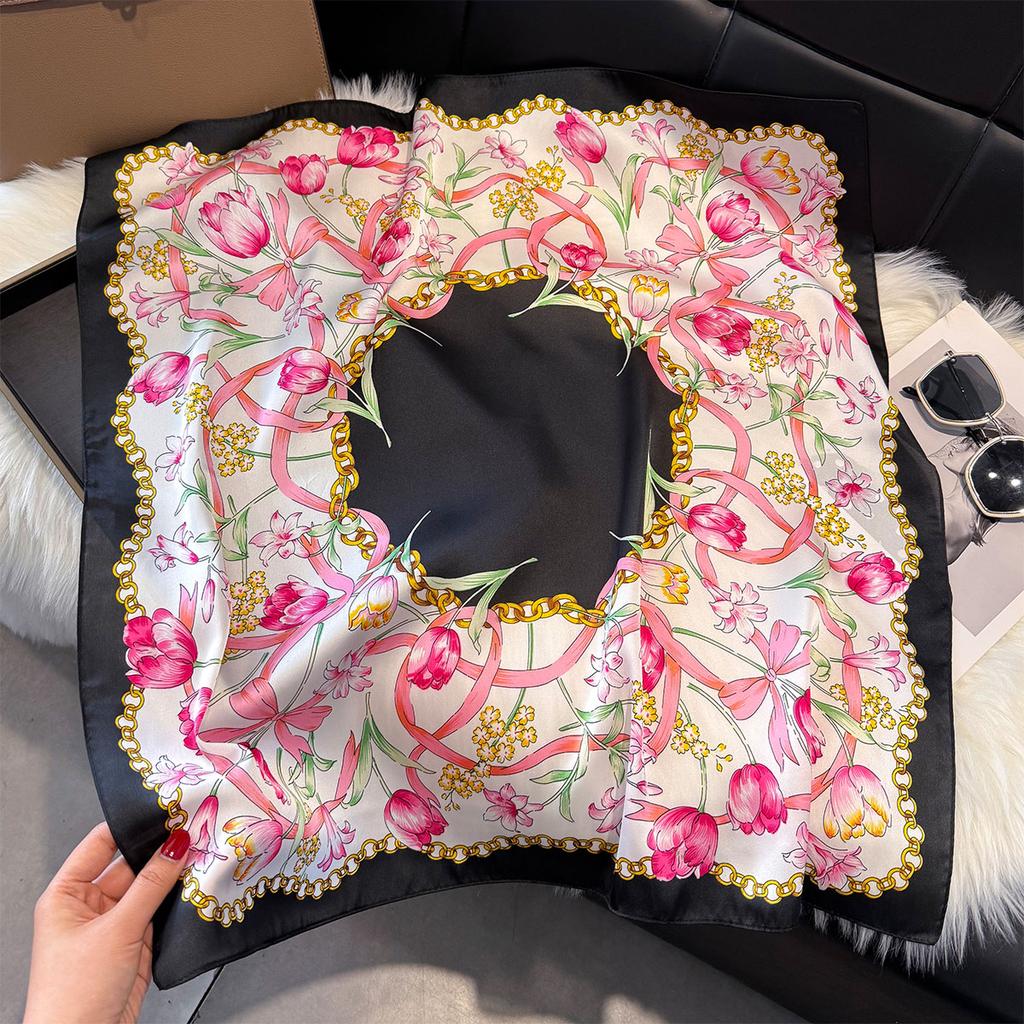 Новый роскошный шелковый платок квадратный шарф для женщин атласный хиджаб модные накидки шейный платок женские повязки для волос лента повязка на голову бандана