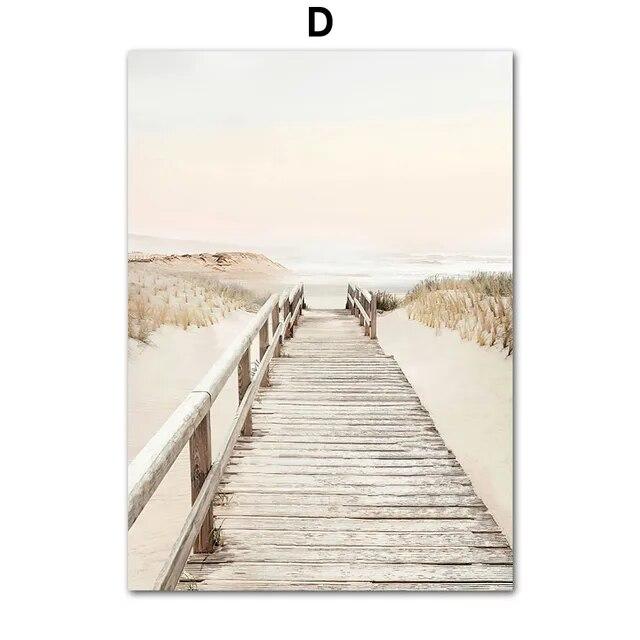 Бохо природный пейзаж озеро волна пальма фреска скандинавские постеры настенная живопись на холсте и принты картинки для декора гостиной