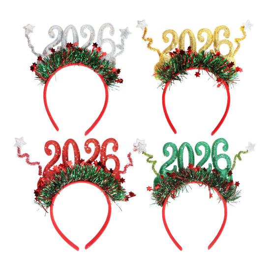 Ободок на голову «2026 Новый год» с логотипом в виде цифр, красочный дизайн, обруч для волос, праздничный аксессуар для празднования Нового года