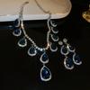 Luxury Necklace Earrings For Women Dark Blue Green  Earrings Wedding Bride Jewelry Sets