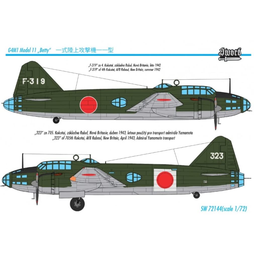 Sword Scale Japanese G72 Type 11 Attack Aircraft Plastic Model Kit SWD72144 1/72 Land-Based
