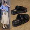 Women Wedge Slippers Shoes for Women Summer High Heel Slippers Thick Bottom Fashion Home Non-slip Mother Shoes Women Sandals Sli