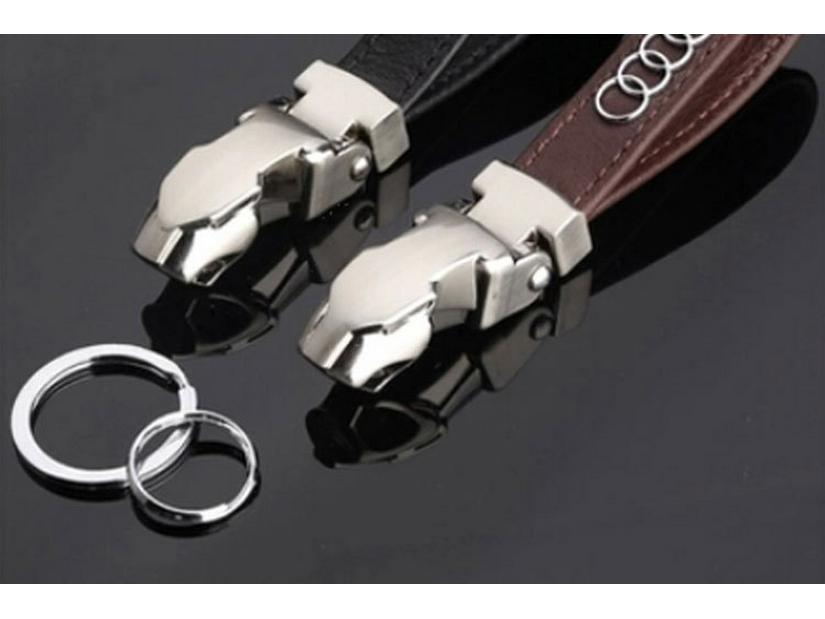 Hyundai Leather Keychain - Zinc Alloy Leopard Head Buckle