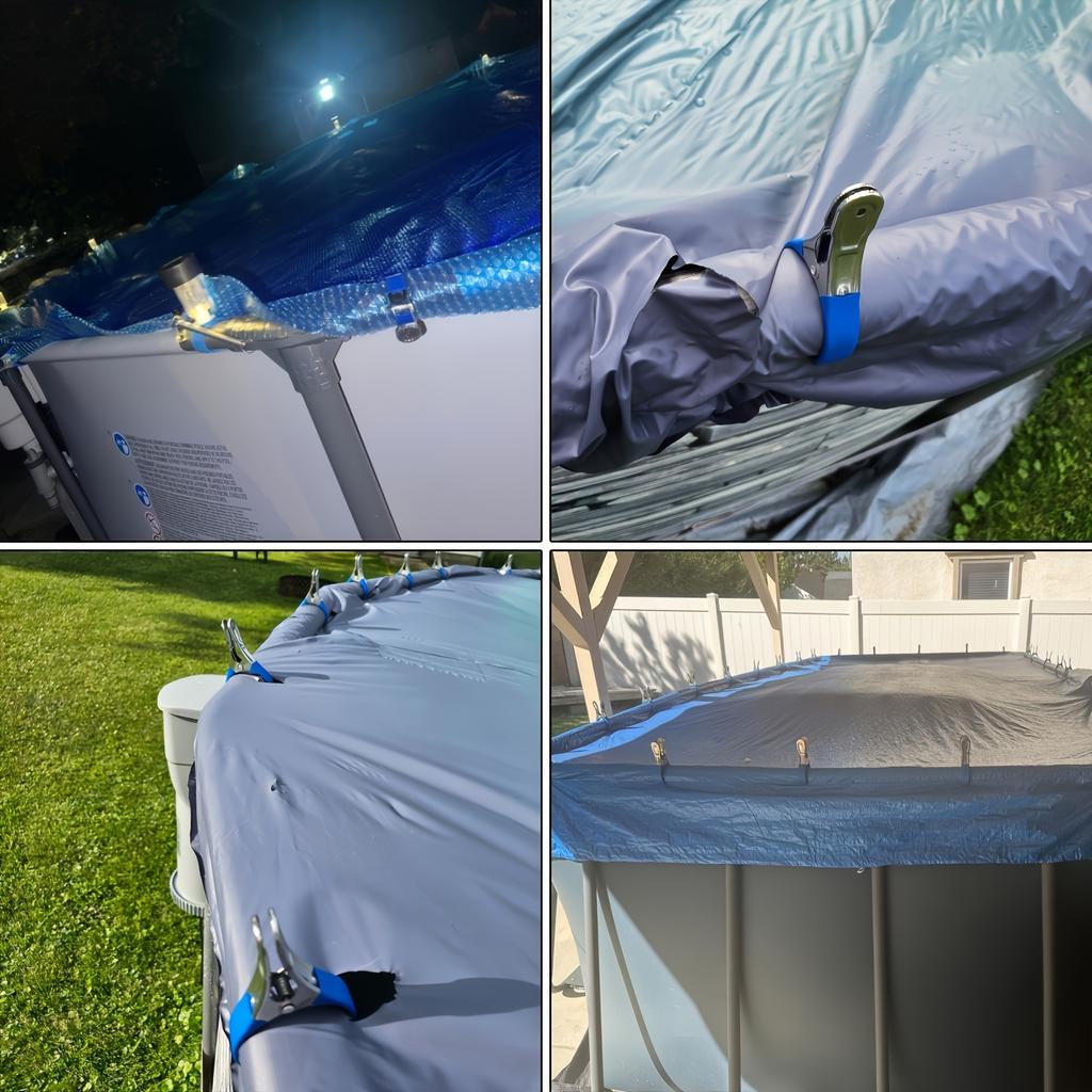 12 шт. Зажимы для покрытия бассейна - Надежный фиксирующий пружинный механизм, Устойчивые к коррозии зажимы из нержавеющей стали для надземных бассейнов - Аксессуары для бассейна