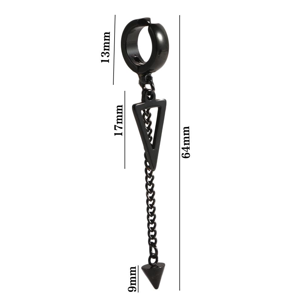 Steel Geometric Cross Triangle Tassel Fashion Jewelry Dangle Earrings Ear Clip Drop Earrings
