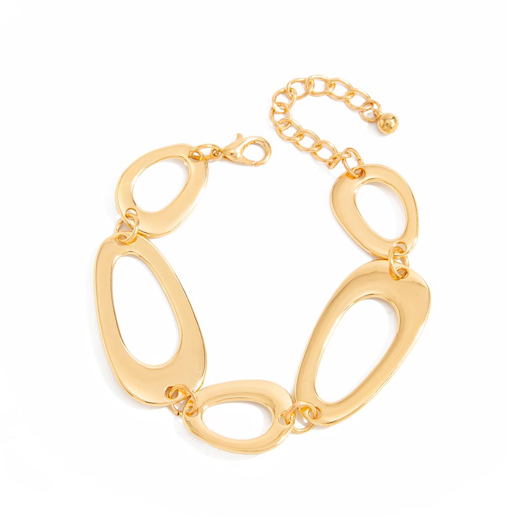 Ingemark Trendy Simple Irregular Hollow Geometry Bracelet for Woman Hip Hop Charm Gold Color Metal Bangles Couple Jewelry Gifts