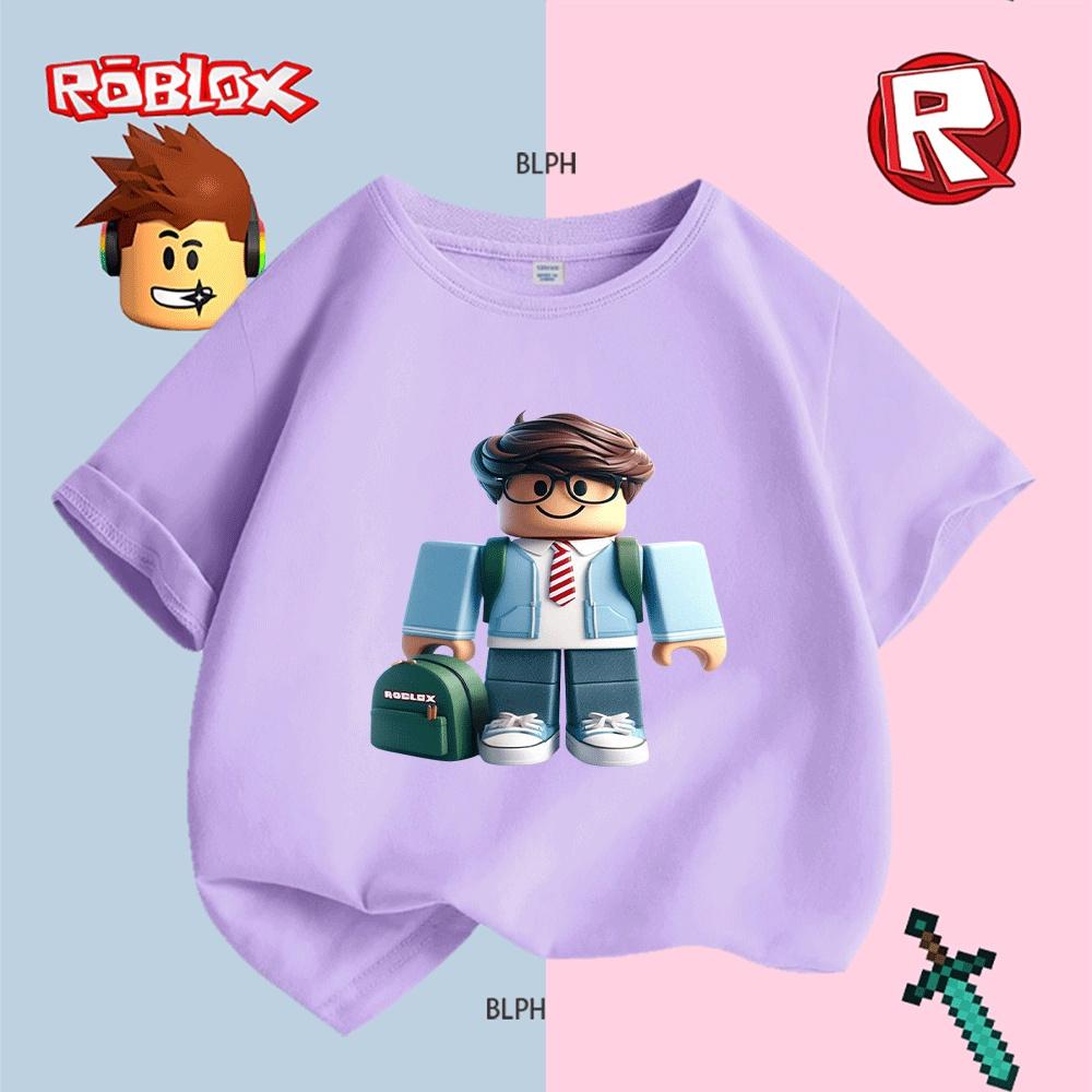 Милая футболка с принтом персонажа Roblox для детей, модная повседневная футболка с коротким рукавом для мальчиков и девочек