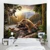 3D Bear Background Decoration Tapestry Curtain Nordic Style Bohemian Hippie Wall Decoration Tapestry Curtain Living Room Bedroom