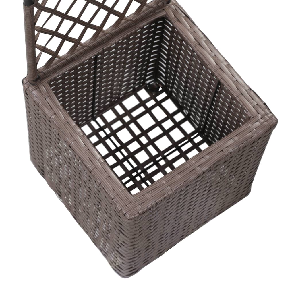 Donica Z Kratką I 1 Wkładem, 30X30X107 Cm, Polirattan, Brązowa