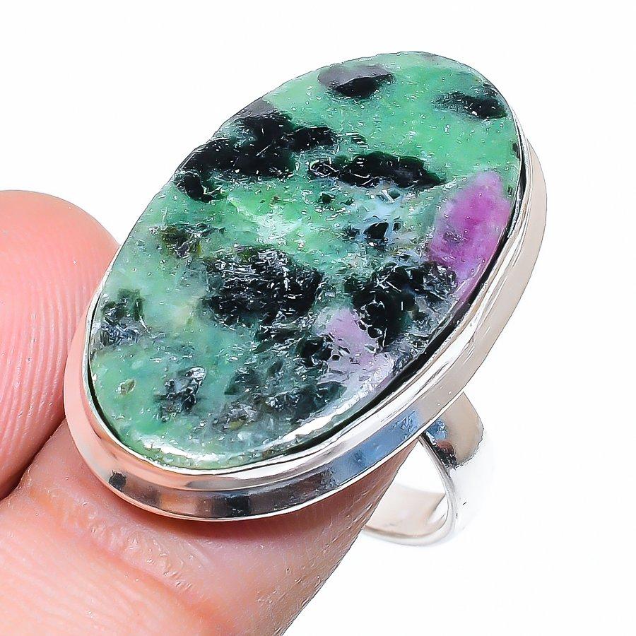 Кольцо из серебра 925 пробы с рубиновым цоситом, созданное в лаборатории, размер 7,5 Z3u98