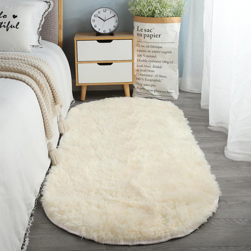 Wool Ins Silk Tiedye Oval Rug Long Pile Carpet For Living Room Bedroom Bedside Cloakroom Decorative Floor Mat