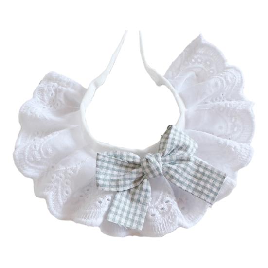 Pet Lace Bib Collar Adjustable Pet Bandana with Bow Handmade Sweet Lace Neck Scarf for Pet Birthday Dress Up Accessories