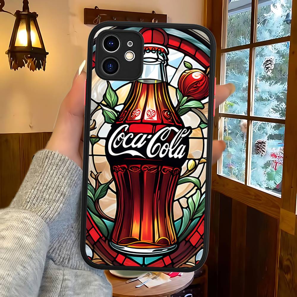 C-CocaS-Модный Кола Силиконовый Матовый Чехол Для Телефона Для Iphone 13 14 15 16 Pro Max 11 12 X Xs Max Мягкая Крышка