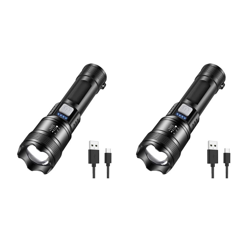 XHP50 High Power Flashlight Power Display Zoomable Flashlight 300LM Powerful LED Flashlight Mobile Power Bank for Camping Hiking