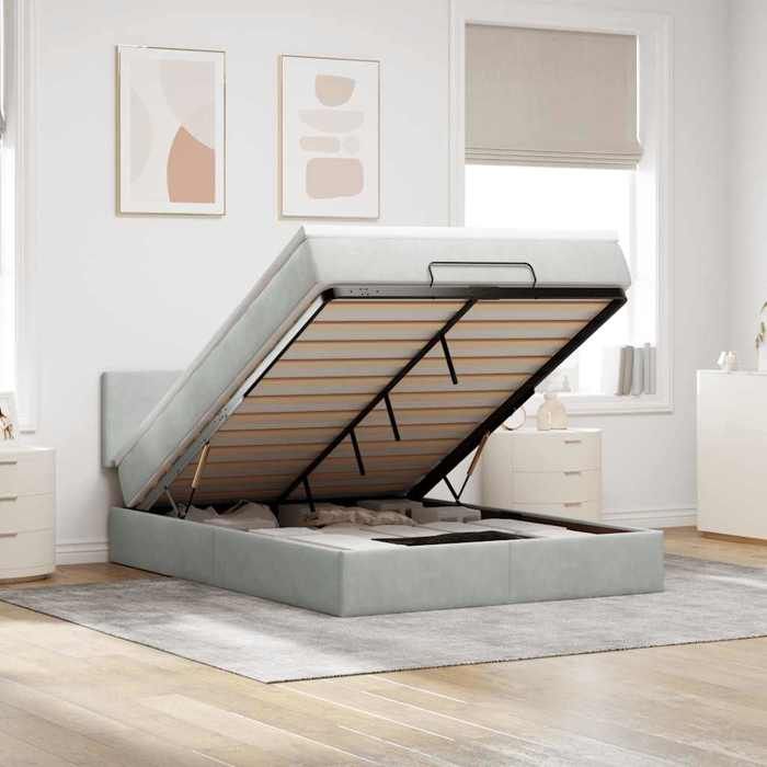 Maison Exclusive - Cadre de lit ottoman avec matelas gris clair 140x200 cm velours