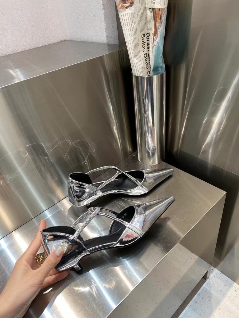 Мода остроносые женские босоножки 2024 Новые поступления модные тонкие туфли на среднем каблуке золотые серебряные туфли-лодочки для вечеринок с перекрестными ремешками сексуальные босоножки 2024 Новости