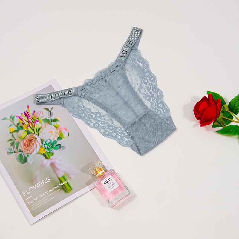 Горячие бриллиантовые сексуальные кружевные трусики-стринги с двойным поясом, бриллиантовые украшения, горячие простые дышащие полые легкие трусики-бикини