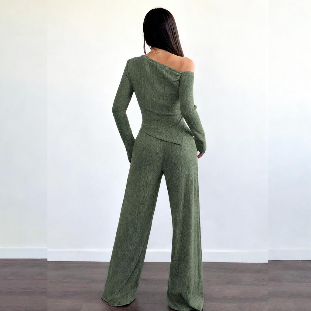 Женский комплект повседневной спортивной одежды из двух предметов однотонного цвета с длинными брюками