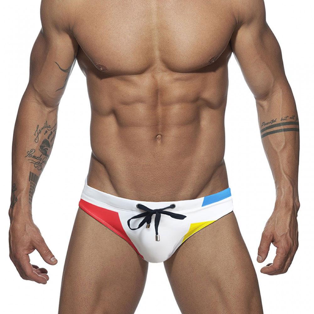 Men Swim Briefs Trunks Color PrintFashion PrintTight Fit Sexy Swimwear Beach Wear Tanning Surfing