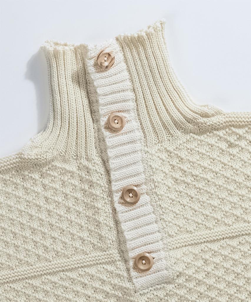 Geonjiulleunseu Aran Half Button Sweater - Aran