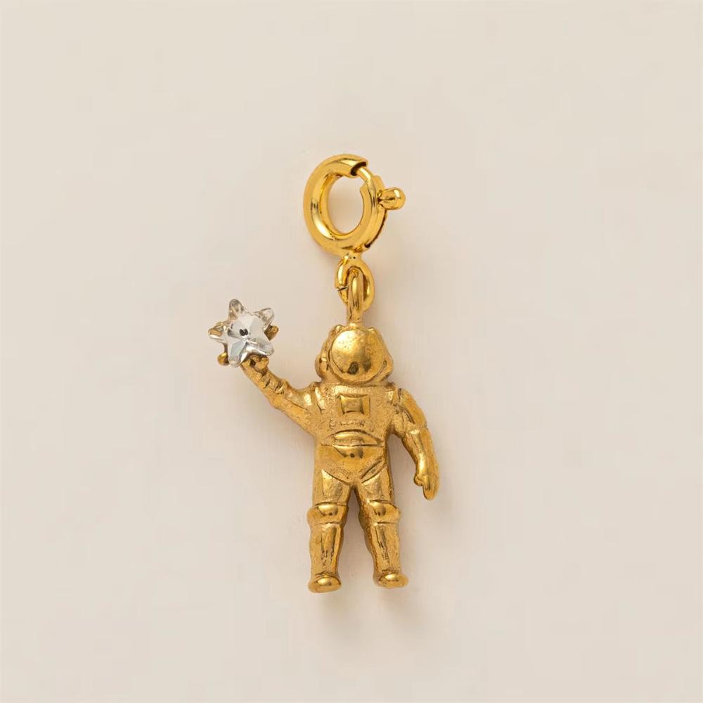 2Pcs Stainless Steel Golden Astronaut Pendant DIY Accessories Fashion Chic Sexy Jewelry Waterproof Wholesale Gift
